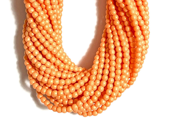 Lot of 100 3mm Czech glass druks, Pacifica tangerine creamy orange smooth round druk beads - C0047