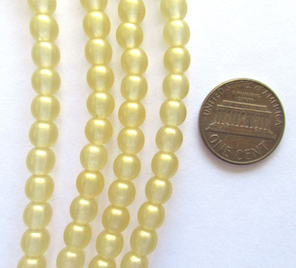 Lot of fifty 6mm Czech glass smooth round druk beads - gold lame druks - C0098