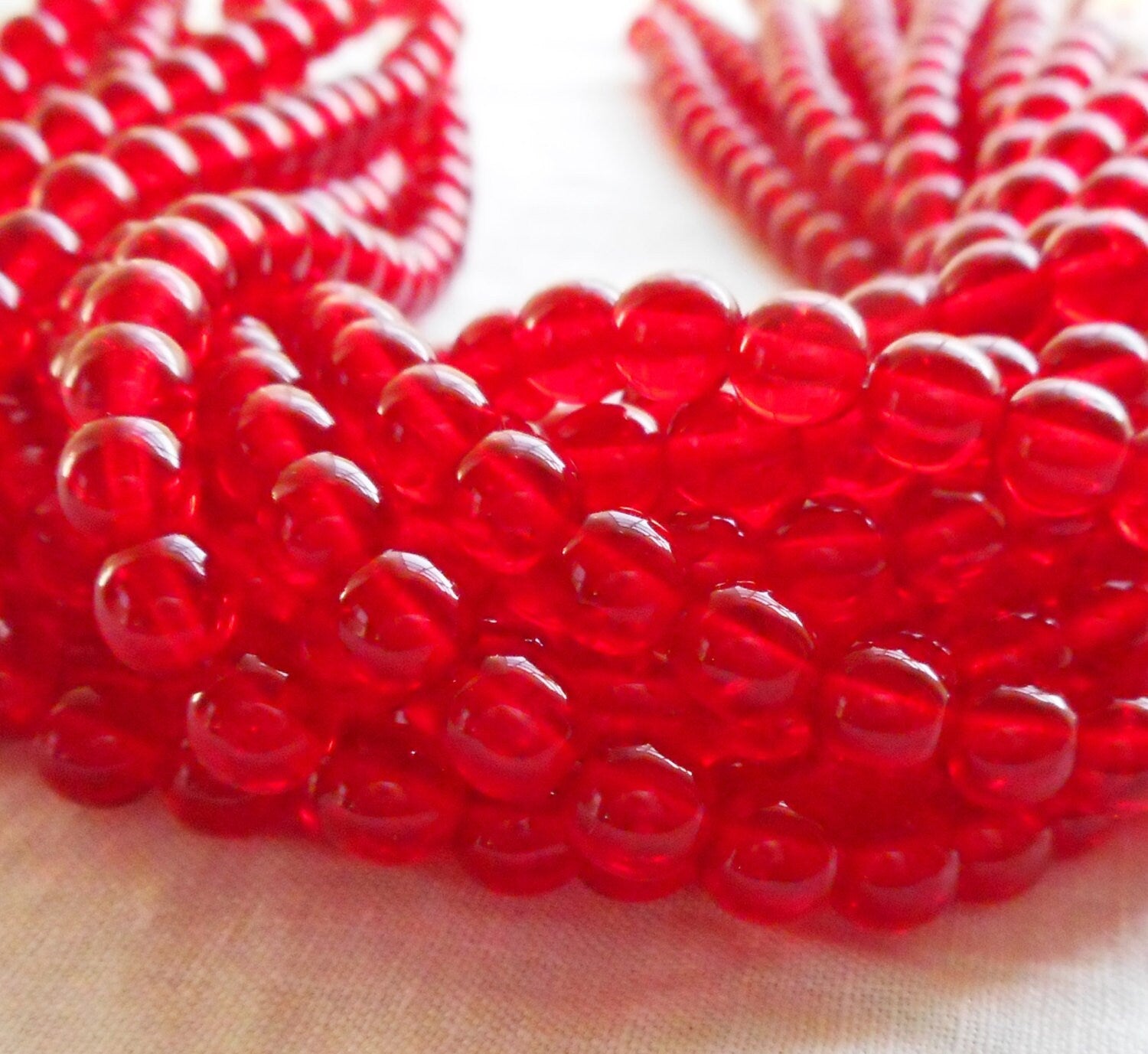 Lot of 50 6mm Czech glass druks, Siam Ruby Red smooth round druk beads C0008