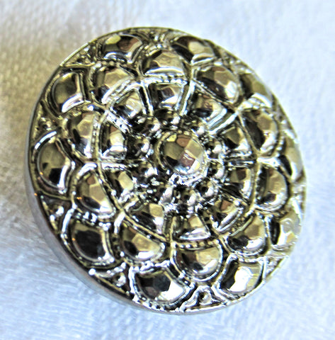 One 18mm Czech glass snowflake button - neutral silver - platinum - marcasite - decorative shank buttons 08101 - Glorious Glass Beads