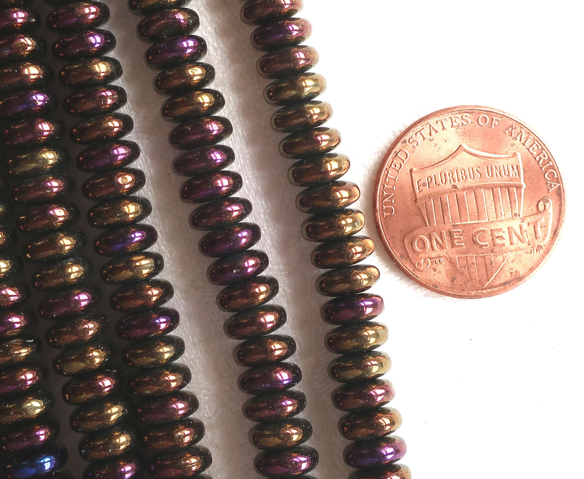 Lot of 50 6mm Czech glass rondelle beads, brown iris flat spacers or rondelles C1701 - Glorious Glass Beads
