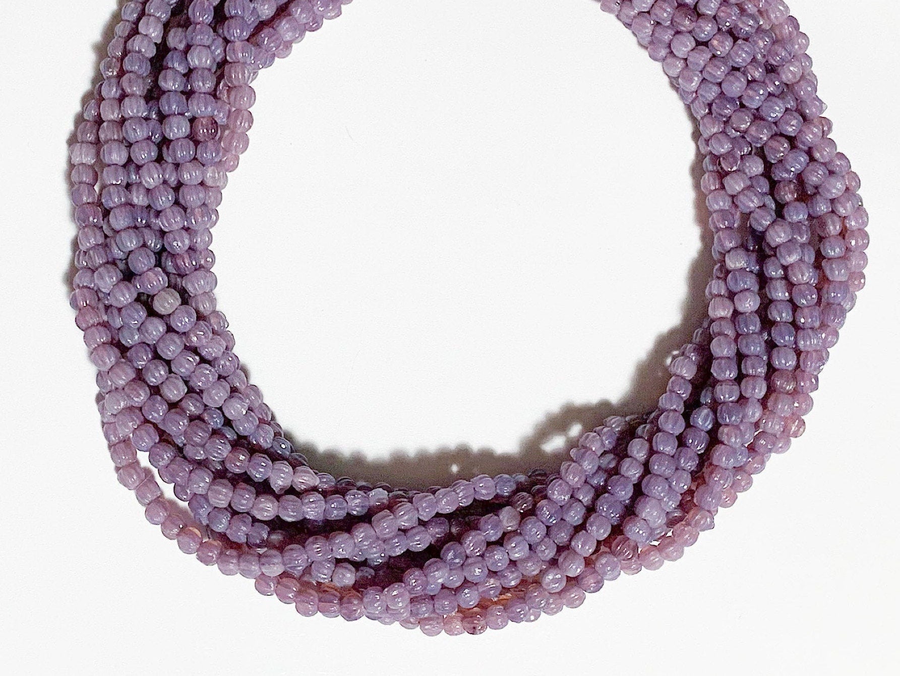 Lot of 100 3mm milky purple amethyst melon beads, Czech pressed glass beads C0221