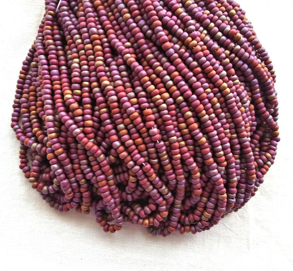 24 grams Czech glass seed beads - 6/0 light opaque red brown matte rainbow Preciosa Rocaille seed beads - C0097