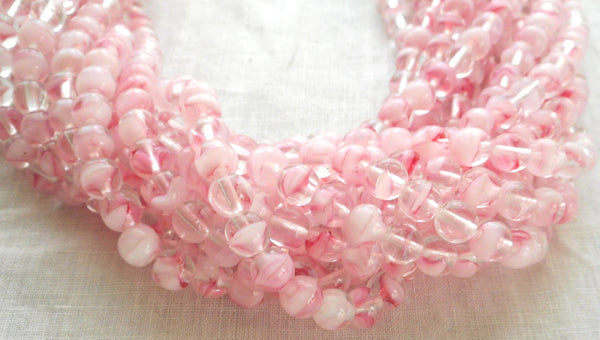 50 6mm Light Pink Crystal Czech glass round druk beads,C01150