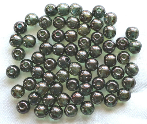 25 8mm Czech glass big hole beads, Lumi Green smooth round druk beads with 2mm holes C20101 - Glorious Glass Beads