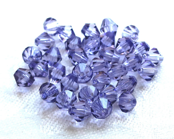 Lot of 24 6mm Dark Tanzanite Czech Preciosa Crystal bicone beads, faceted glass purple, violet bicones C7801 - Glorious Glass Beads