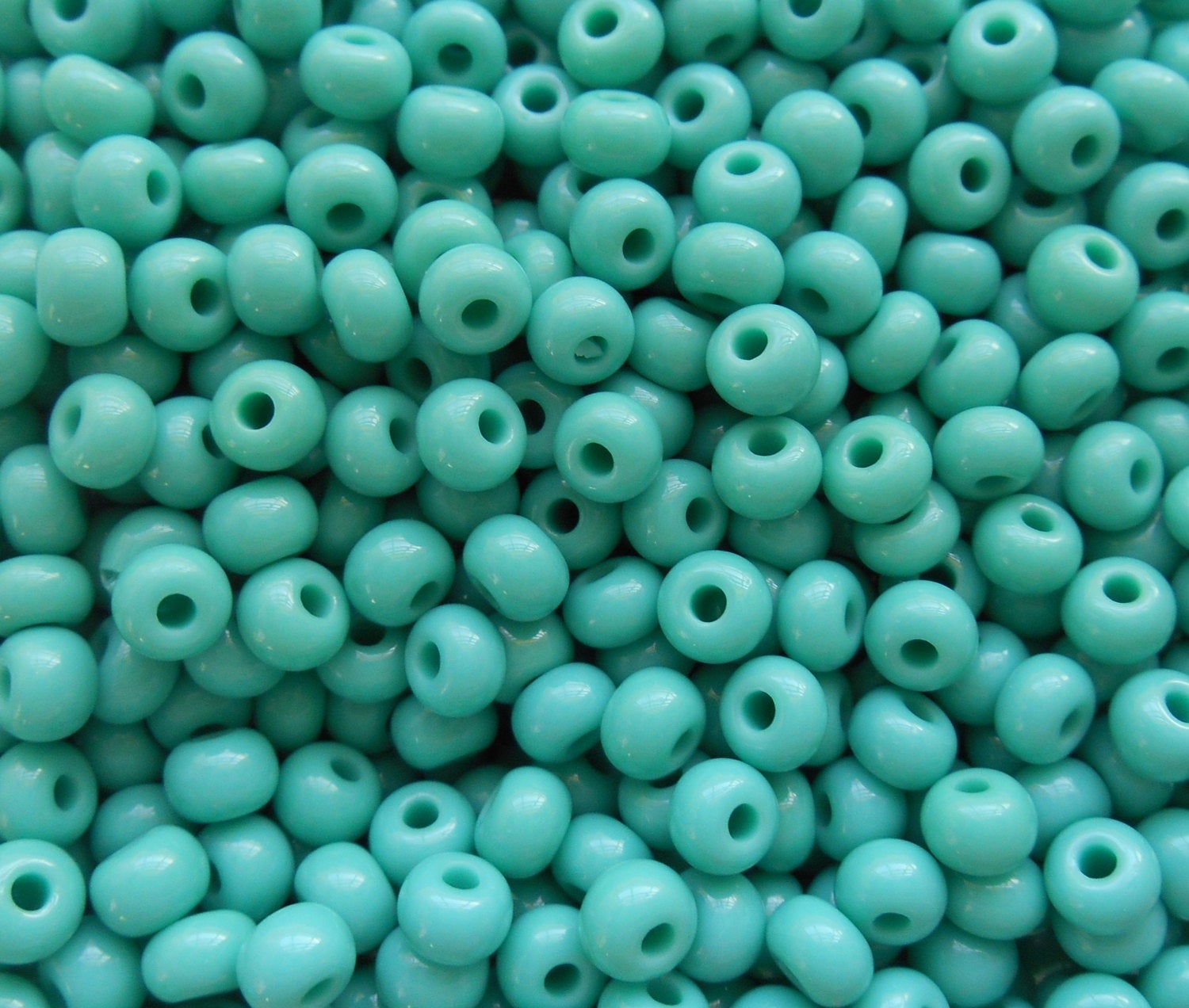 24 grams Opaque Turquoise blue green Czech 6/0 large glass seed beads, size 6 Preciosa Rocaille 4mm spacer beads, large, big hole C4524