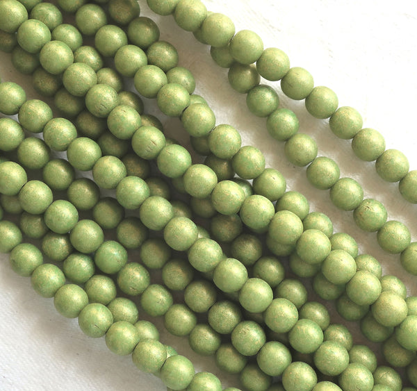 Lot of 50 6mm Opaque Pacifica Avocado gGeen Czech glass druks, Green smooth round druk beads, C5601 - Glorious Glass Beads