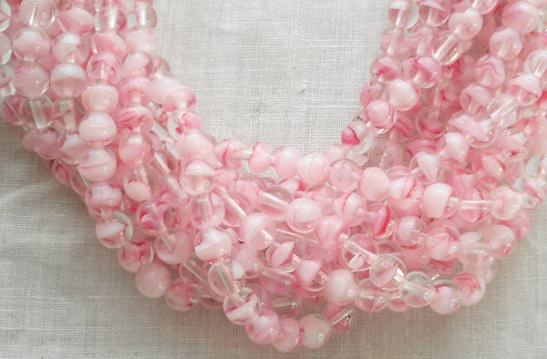 50 6mm Light Pink Crystal Czech glass round druk beads,C01150