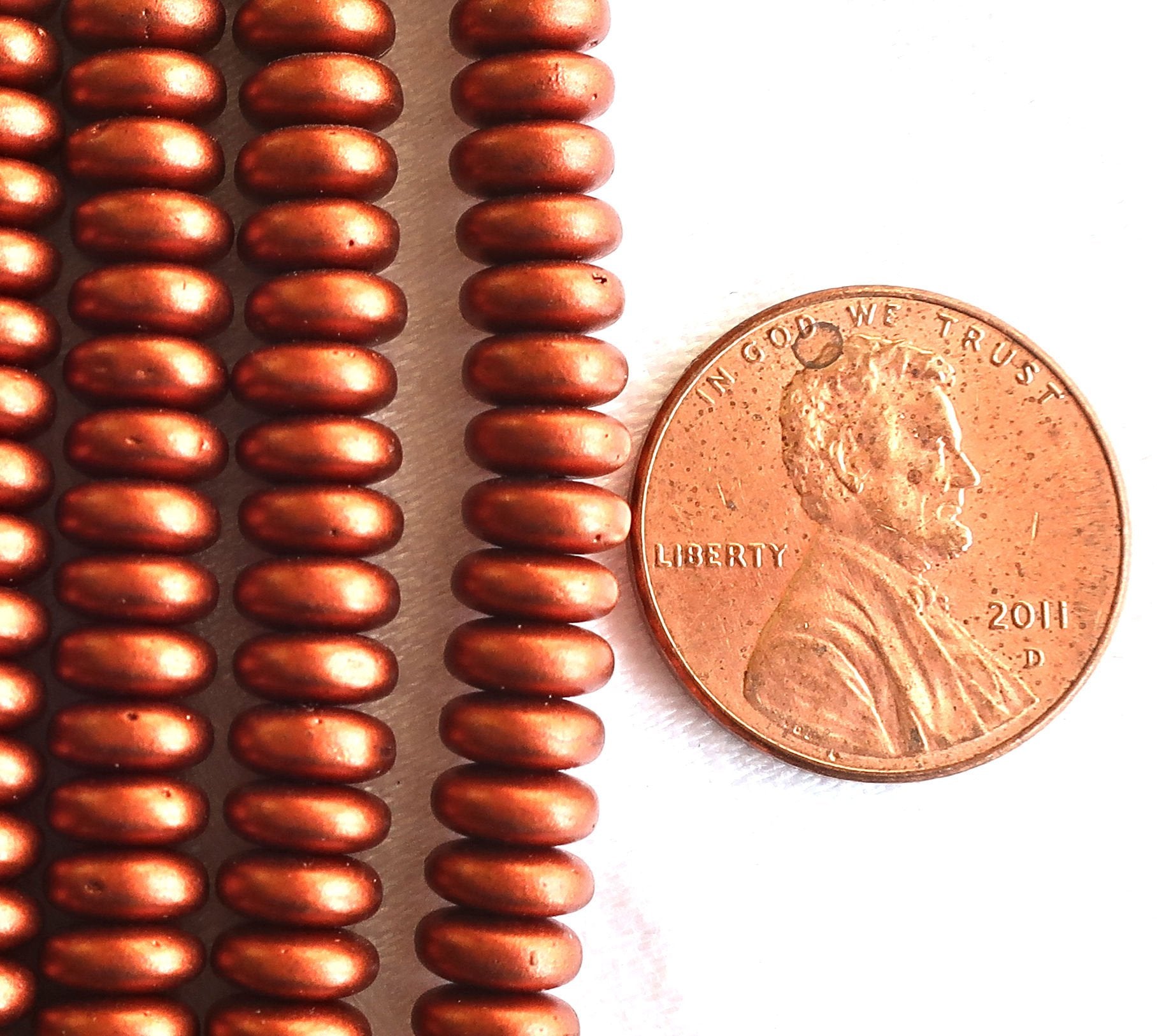 Lot of 50 6mm Czech glass rondelle beads,m atte metallic antique copper flat spacer, earthy, rustic spacers or rondelles C2801