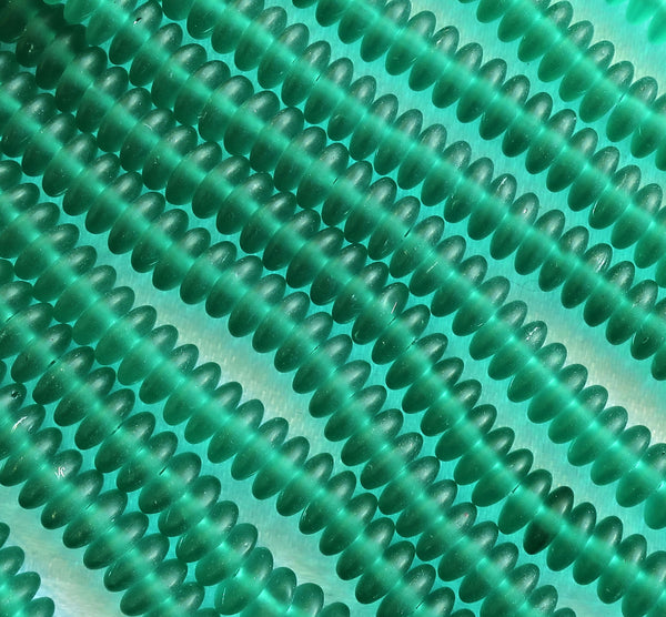 Lot of 50 6mm Czech glass rondelle beads, Matte emerald green flat spacers or rondelles C2601