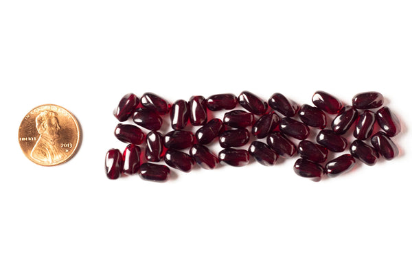 25 9mm x 6mm Garnet Red Czech glass twisted oval beads C0092