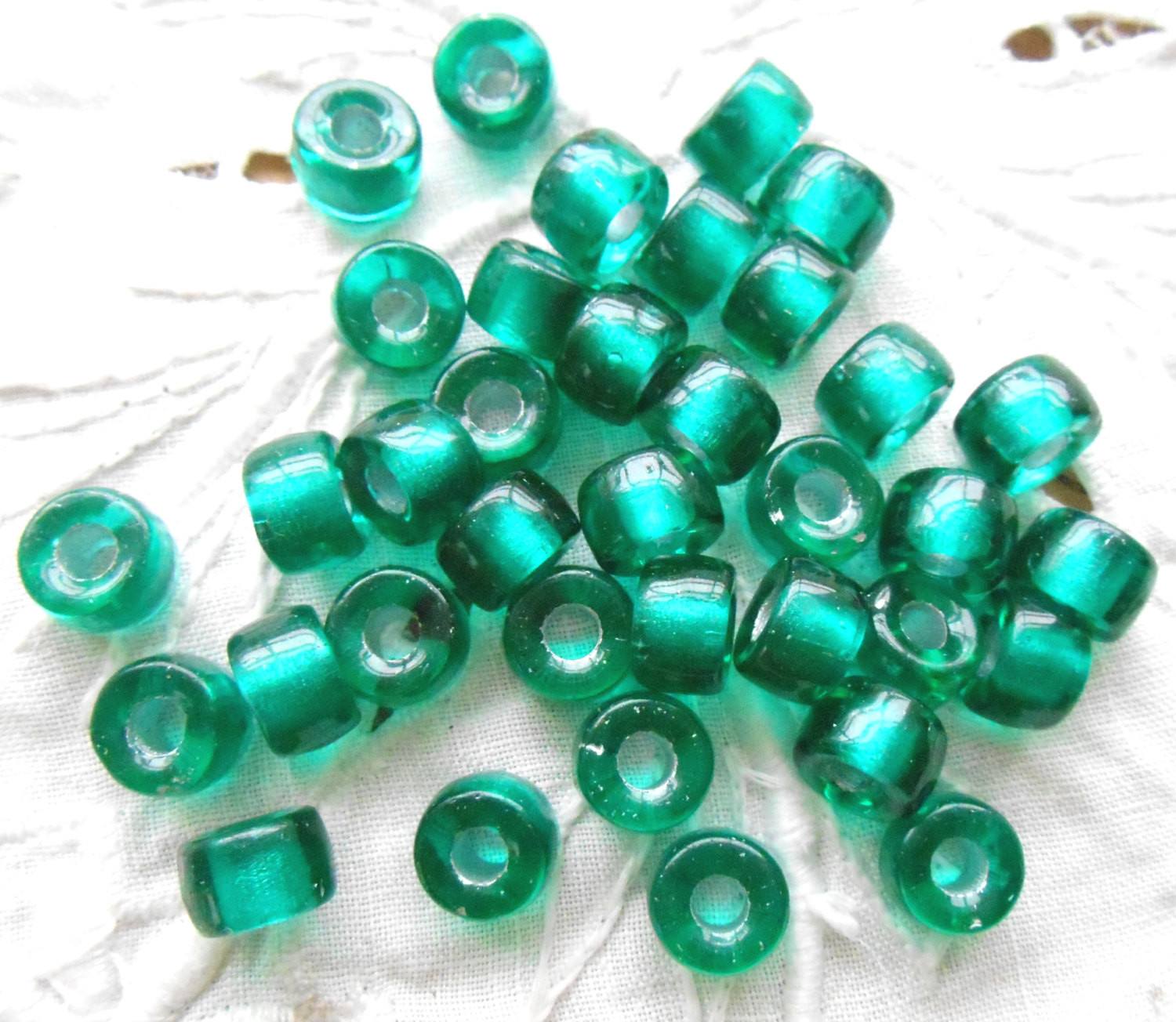 Large Hole Glass Beads, 6mm x 9mm Rondelle Roller with 3mm Hole, Mantis  Green, 10 Pieces