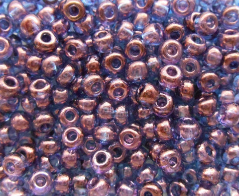 Pkg of 24 grams Lumi Amethyst, Purple Iridescent Czech 6/0 glass seed beads, size 6 Preciosa Rocaille 4mm spacer beads,  big hole C5524 - Glorious Glass Beads