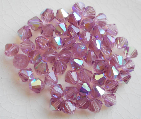 Lot of 24 6mm Light Amethyst AB Czech Preciosa Crystal bicone beads, faceted glass purple AB bicones C60101 - Glorious Glass Beads