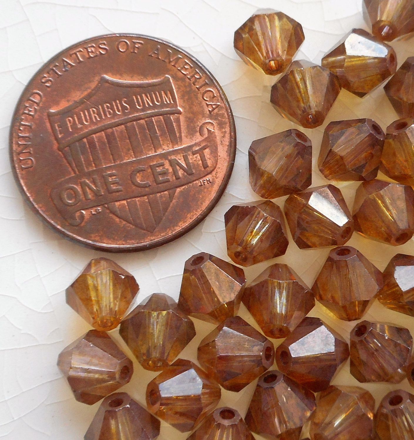 Lot of 24 6mm Lumi Brown Czech Preciosa Crystal bicone beads, faceted glass brown bicones C60101 - Glorious Glass Beads