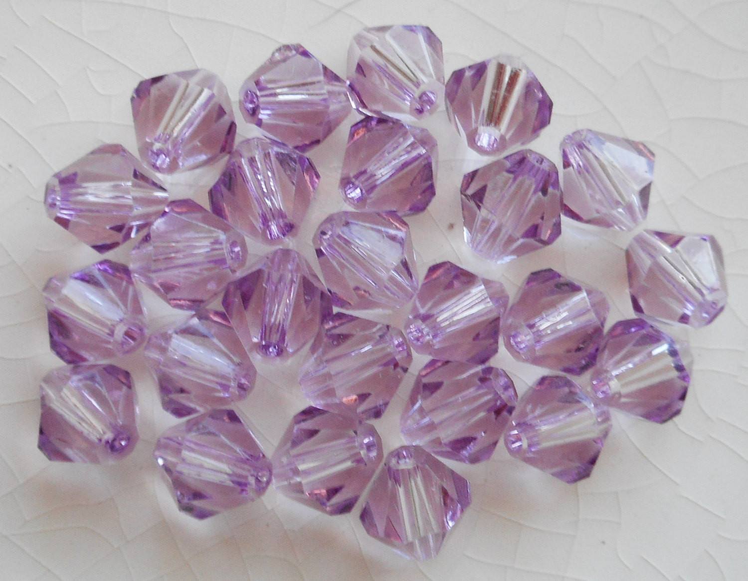 Lot of 24 6mm Light Tanzanite Czech Preciosa Crystal bicone beads, faceted glass purple, lavender bicones C4801 - Glorious Glass Beads