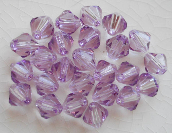 Lot of 24 6mm Light Tanzanite Czech Preciosa Crystal bicone beads, faceted glass purple, lavender bicones C4801