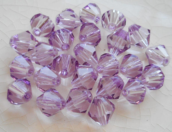 Lot of 24 6mm Light Tanzanite Czech Preciosa Crystal bicone beads, faceted glass purple, lavender bicones C4801 - Glorious Glass Beads