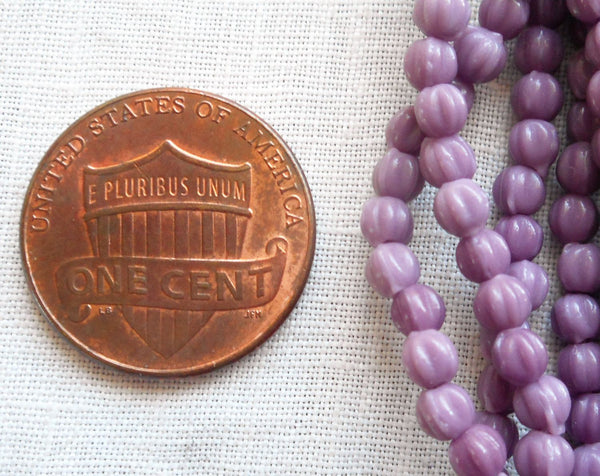 Lot of 100 3mm opaque purple melon beads, pressed milky amethyst Czech glass beads, C93150 - Glorious Glass Beads