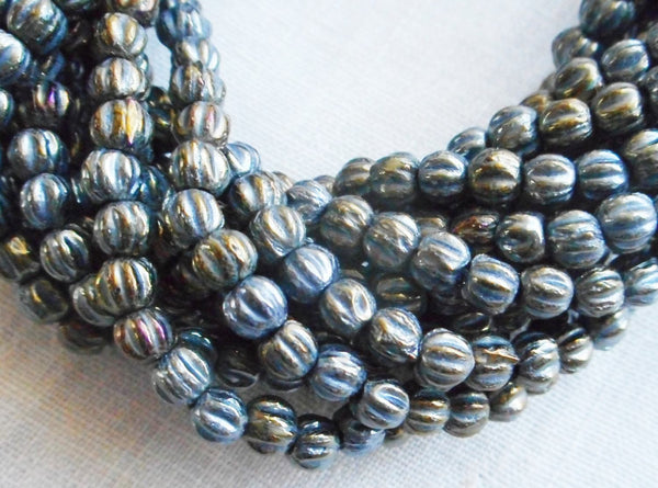Fifty 3mm Metallic Brown Iris melon beads, Czech pressed glass beads C8550 - Glorious Glass Beads