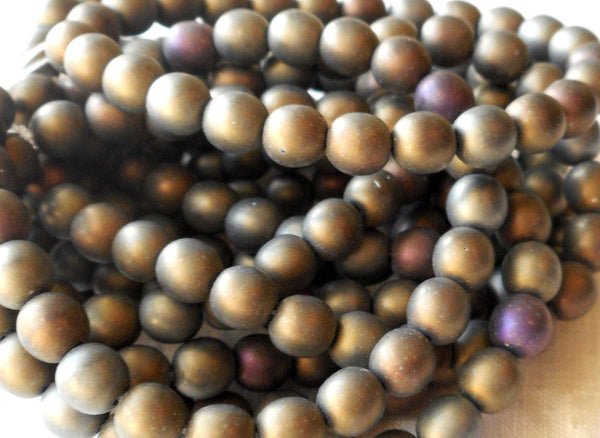Lot of 25 6mm Czech Matte Green Gray Iris, druk pressed glass beads, C0525 - Glorious Glass Beads