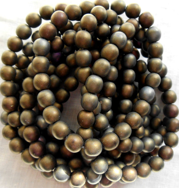 Lot of 25 6mm Czech Matte Green Gray Iris, druk pressed glass beads, C0525 - Glorious Glass Beads