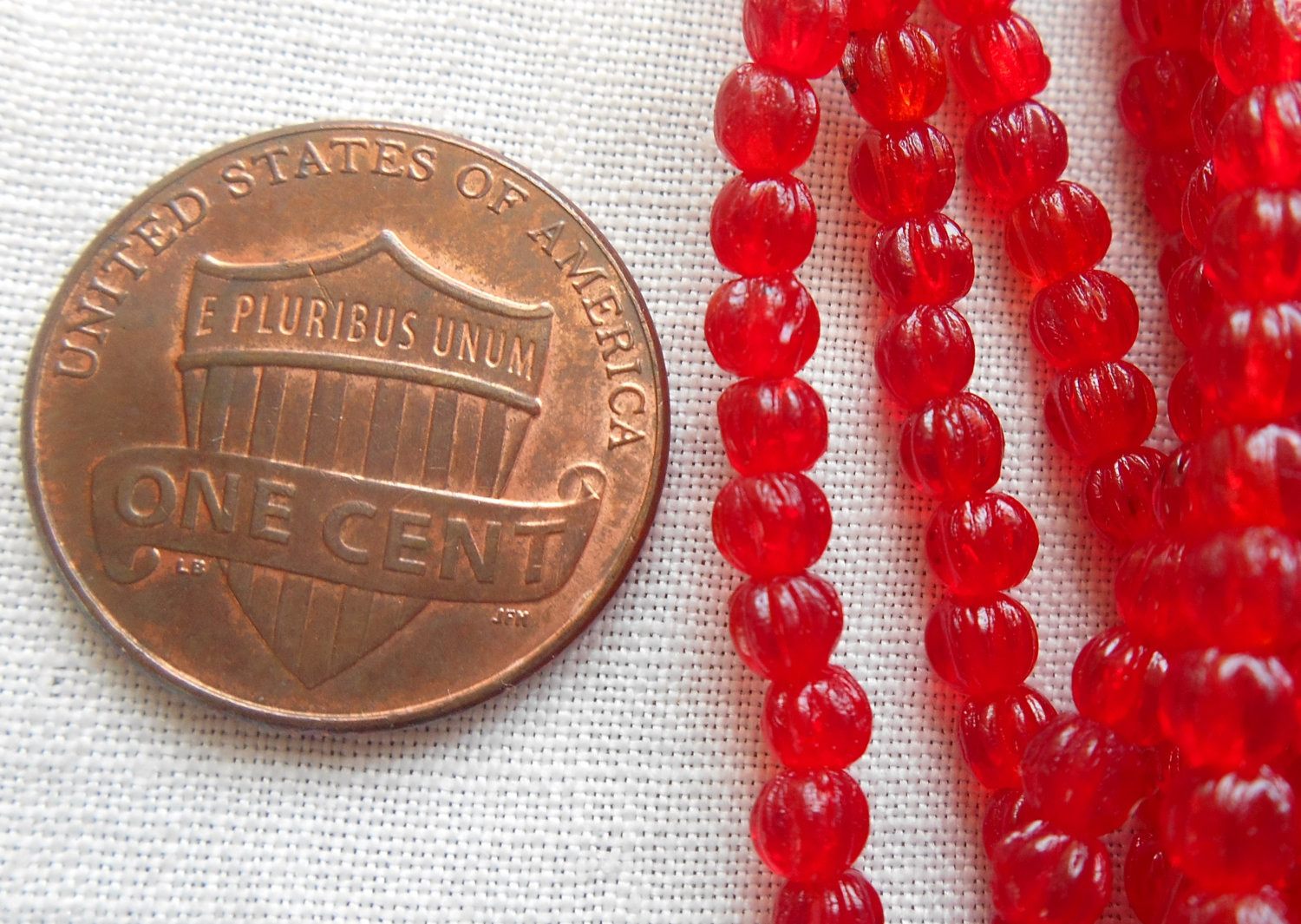 Fifty 3mm Translucent Siam Ruby Red melon beads, Czech pressed glass beads C1650 - Glorious Glass Beads