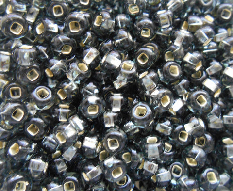 Pkg of 24 grams Black Diamond Silver Lined Czech 6/0 large glass seed beads, size 6 Preciosa Rocaille 4mm spacer beads, big hole, C1524 - Glorious Glass Beads