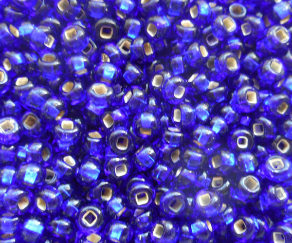 Pkg of 24 grams Cobalt Blue Silver Lined Czech glass 6/0 large glass seed beads, size 6 Preciosa Rocaille 4mm spacer beads, big hole C1524 - Glorious Glass Beads