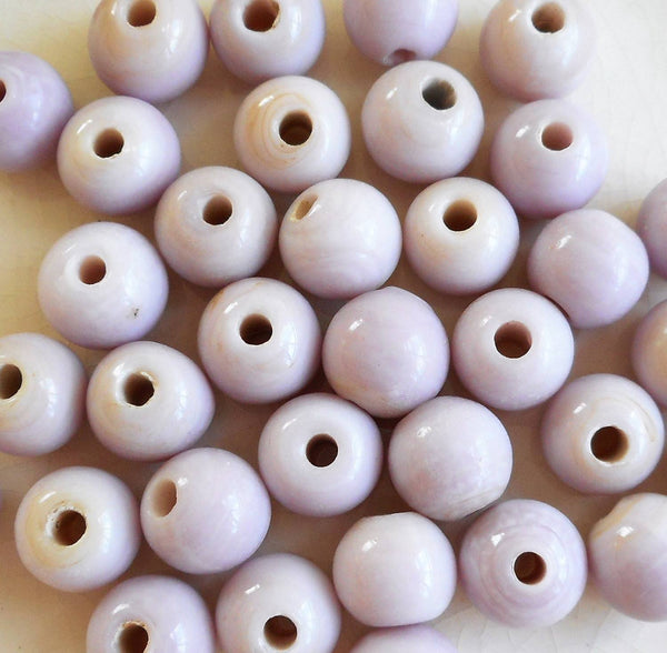 Ten 12mm Opaque Gray big large hole glass beads with 3mm holes, smooth  round druk beads, Made in India C5501