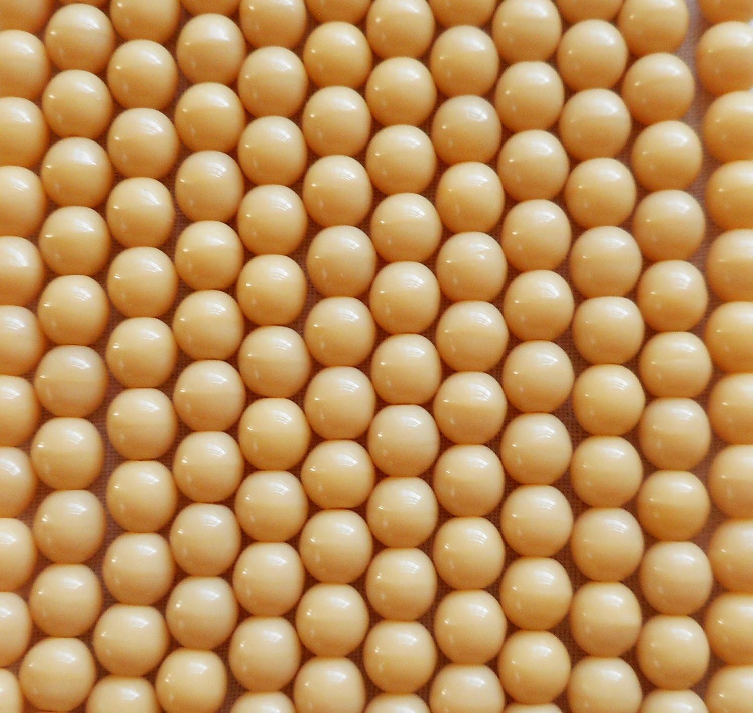 Lot of 50 6mm Czech glass druks, opaque light beige, off white smooth round druk beads C70150 6mm