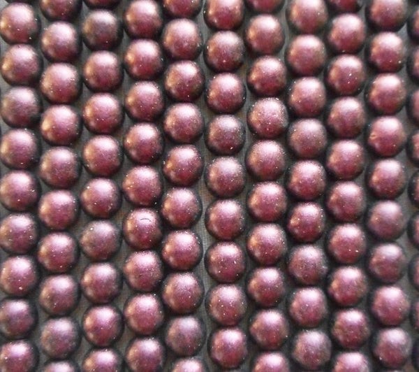 Lot of 50 6mm Czech glass druks, Polychrome Pink Olive smooth round druk beads 21150