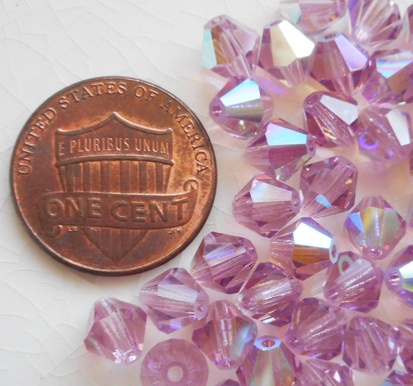 Lot of 24 6mm Light Amethyst AB Czech Preciosa Crystal bicone beads, faceted glass purple AB bicones C60101 - Glorious Glass Beads