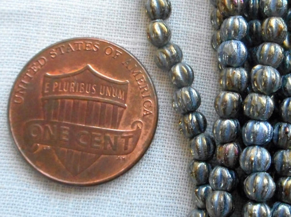 Fifty 3mm Metallic Brown Iris melon beads, Czech pressed glass beads C8550 - Glorious Glass Beads