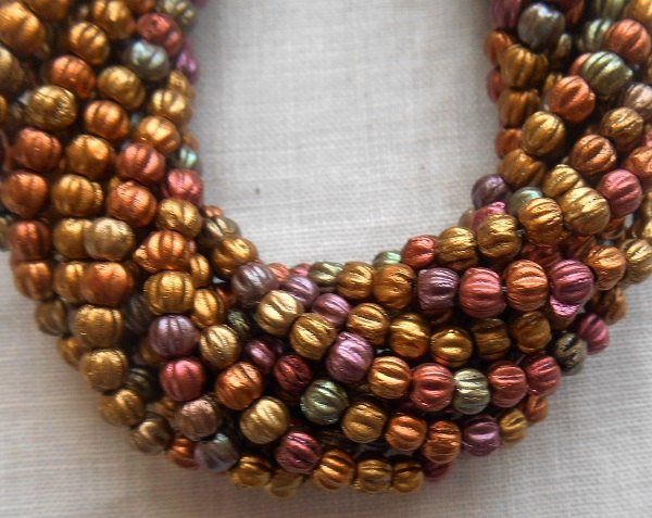 Lot of 100 3mm Matte Metallic Bronze Iris glass melon beads, Czech pressed glass beads C8550 - Glorious Glass Beads
