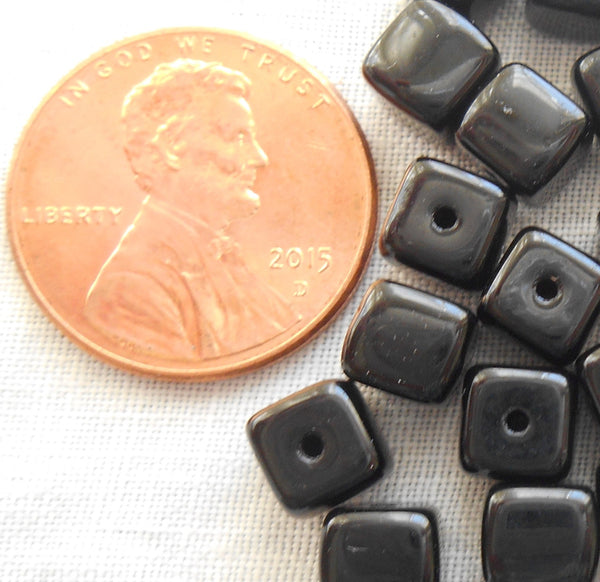 Lot of 25 Opaque Jet Black Cube Beads, 5 x 7mm Czech glass beads, C8125 - Glorious Glass Beads
