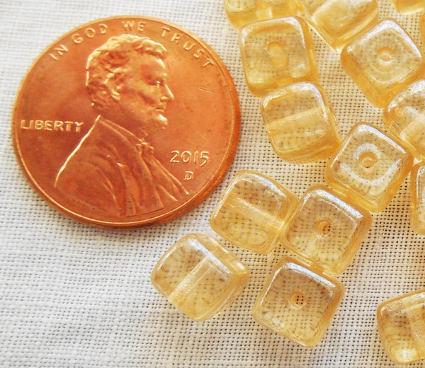 Lot of 25 Crystal Champagne Cube Beads, 5 x 7mm Czech glass beads, C6225 - Glorious Glass Beads