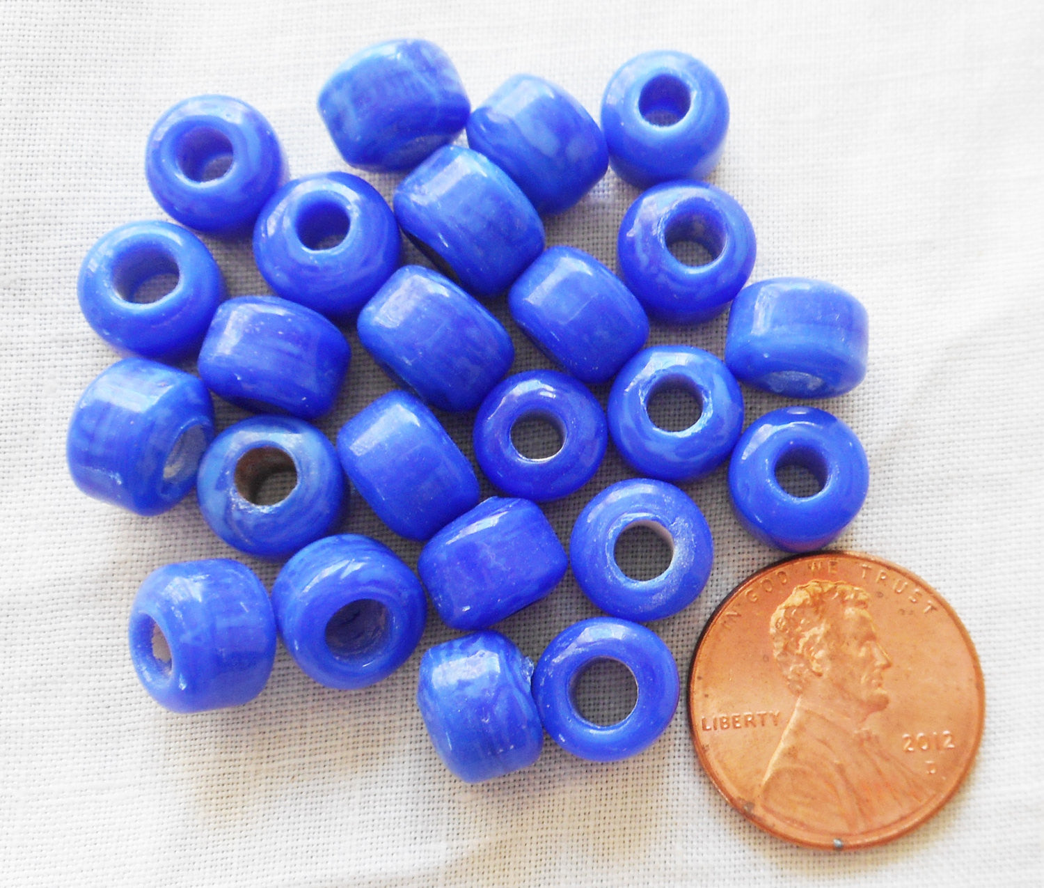 25 9mm Opaque Royal Blue glass pony roller beads, large hole, big hole crow  beads, Made in India, C0501 – Glorious Glass Beads