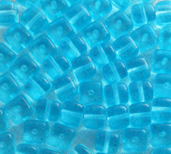 Lot of 25 Aqua Blue Cube Beads, 5 x 7mm Czech glass beads, C8225 - Glorious Glass Beads