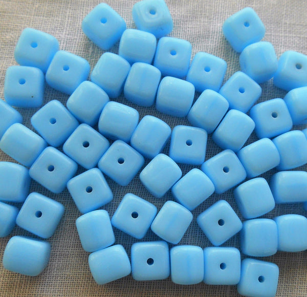 Lot of 25 Opaque Turquoise Blue Cube Beads, 5 x 7mm Czech glass beads, C6225