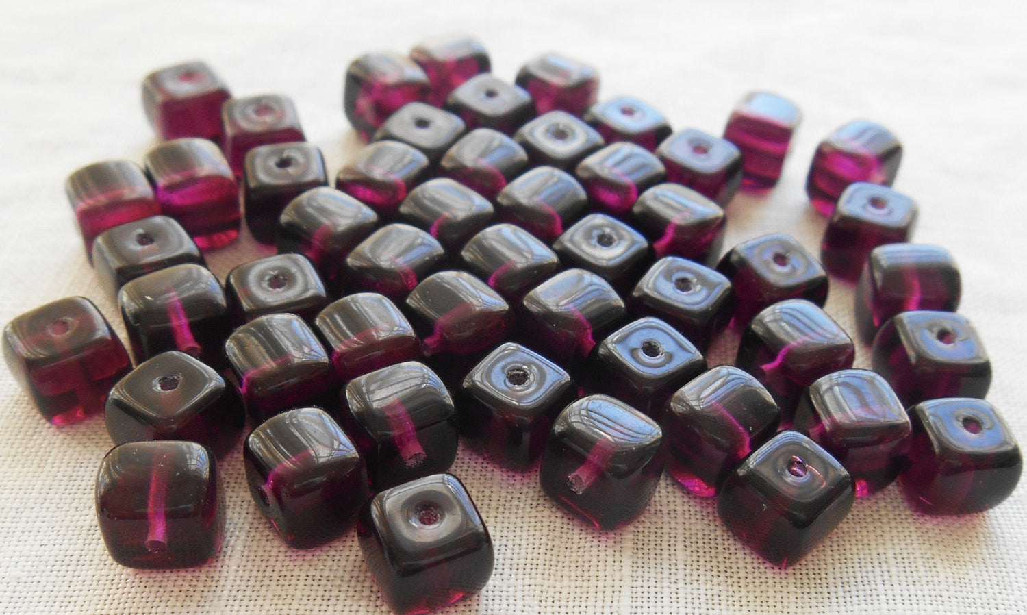 Lot of 25 Amethyst Purple Cube Beads, 5 x 7mm Czech glass beads, C1225 - Glorious Glass Beads