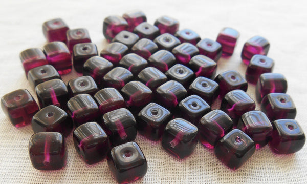 Lot of 25 Amethyst Purple Cube Beads, 5 x 7mm Czech glass beads, C1225 - Glorious Glass Beads