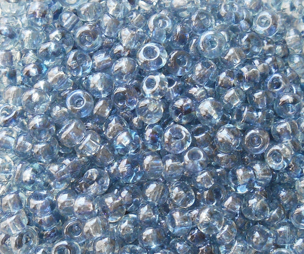 Pkg of 24 grams Lumi Blue Transparent Czech 6/0 large glass seed beads, size 6 Preciosa Rocaille 4mm spacer beads, large, big hole C5524