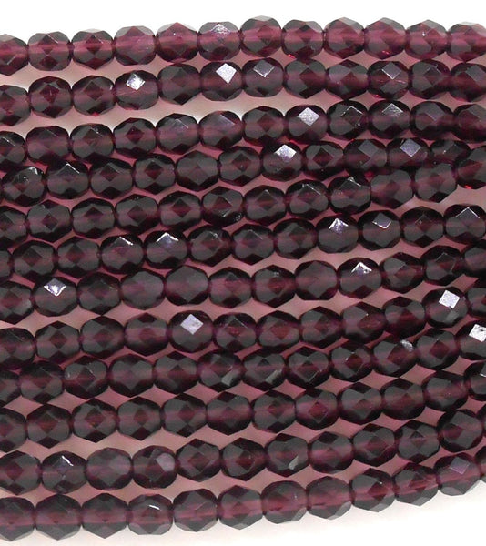 Lot of 25 6mm Czech glass amethyst purple firepolished faceted round beads, C2625 to 11/03/15, C3425