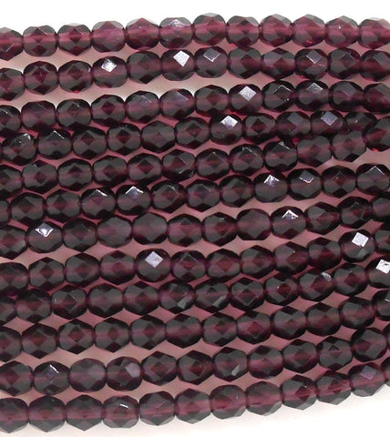 Lot of 25 6mm Czech glass amethyst purple firepolished faceted round beads, C2625 to 11/03/15, C3425 - Glorious Glass Beads