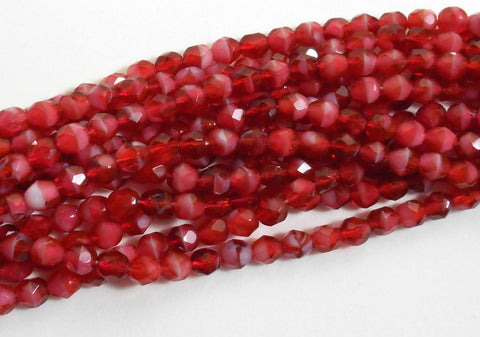 Lot of 25 6mm Pearl Fuchsia Czech glass firepolished, faceted round beads, C5525 - Glorious Glass Beads