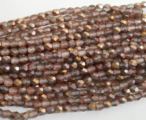 Lot of 25 6mm Matte Apollo Gold Czech glass, firepolished, faceted round beads, C5525 - Glorious Glass Beads