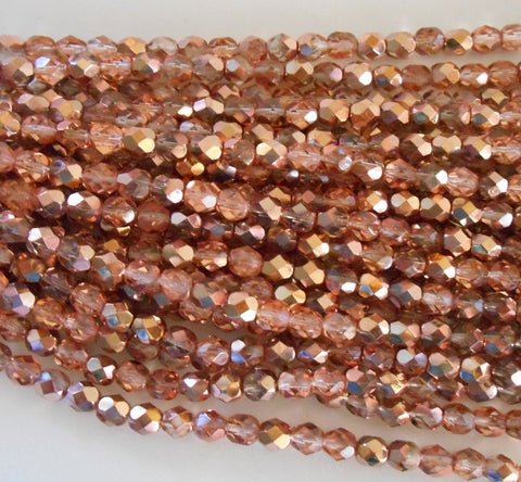 Lot of 25 6mm Apollo Gold Czech glass, crystal and gold firepolished, faceted round beads, C9425 - Glorious Glass Beads