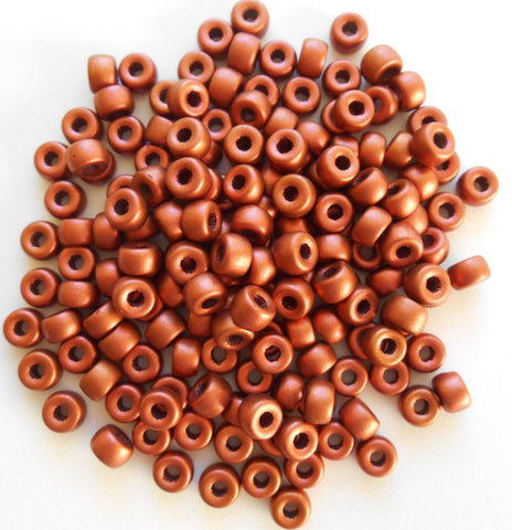 Fifty 6mm Czech Metallic Copper pony roller beads, large hole glass crow beads, C2650 - Glorious Glass Beads